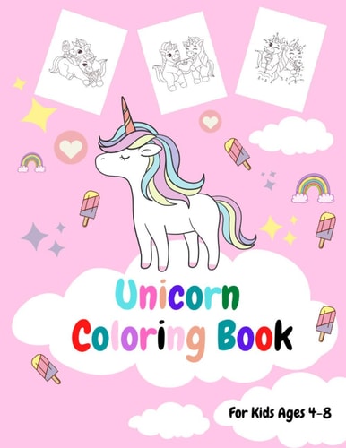 Unicorn Coloring Book For Kids Ages 4-8, Practice Drawing Dot to Dot Unicorns.