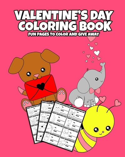 Valentine's Day Coloring Book Pages to Color and Give Away Gift for Kids Cut Out Valentines Day Cards for School Friends Coloring Book for Kids DIY Sheets