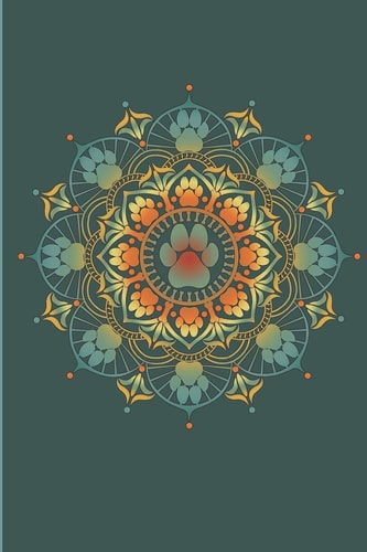 Dogmaste - Yoga Dog Paw Mandala Pretty Retro Colored Pawprint Mandala Design