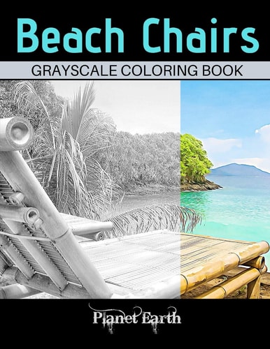 Beach Chairs Grayscale Coloring Book Grayscale Coloring Book for Adults with Beautiful Images of Beach Chairs.