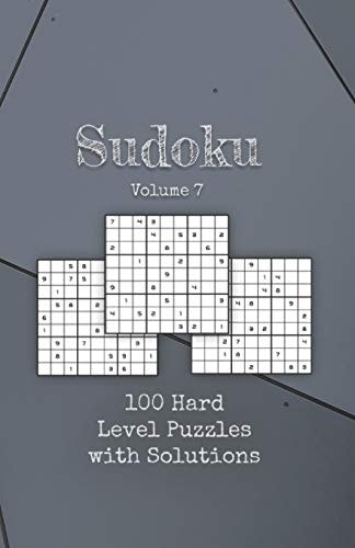 Sudoku Volume 7 100 Hard Level Sudoku Puzzle Game Book For Adults
