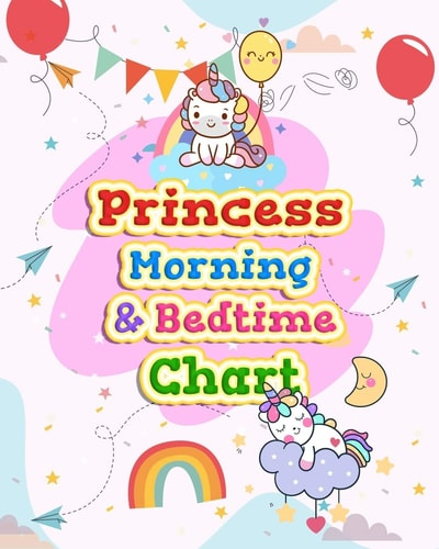 Princess Morning & Bedtime Chart Girl Routine Checklist Kids Can Keep Track of Their Daily Routine