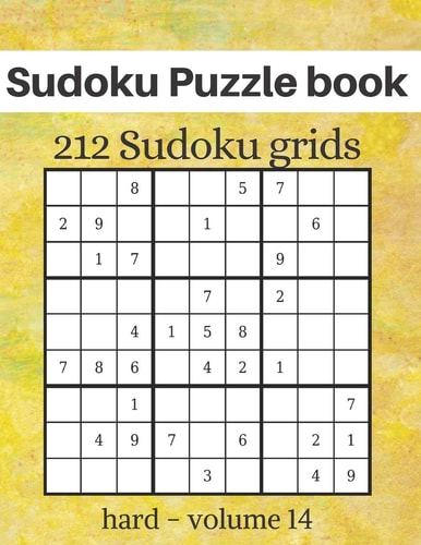 Sudoku Puzzle Book - 212 Sudoku Grids Level of Difficulty Hard - Sudoku Puzzle Game Book for Adults - Volume 14 - 8.5x11 Inches
