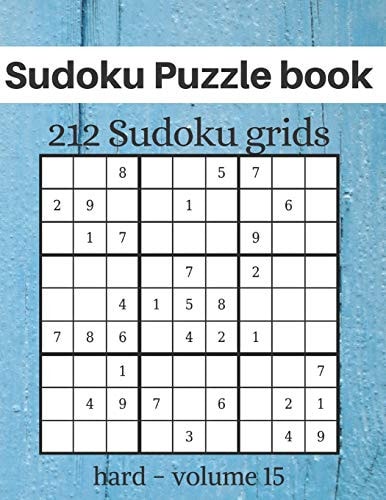 Sudoku Puzzle Book - 212 Sudoku Grids Level of Difficulty Hard - Sudoku Puzzle Game Book for Adults - Volume 15 - 8.5x11 Inches