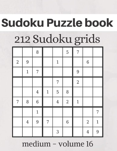 Sudoku Puzzle Book - 212 Sudoku Grids Level of Difficulty Medium - Sudoku Puzzle Game Book for Adults - Volume 16 - 8.5x11 Inches