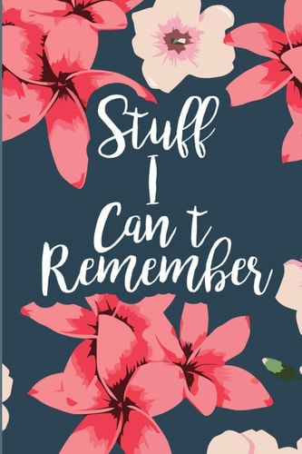 Stuff I Can't Remember A Password Tracker Cute Navy Cover With Flowers