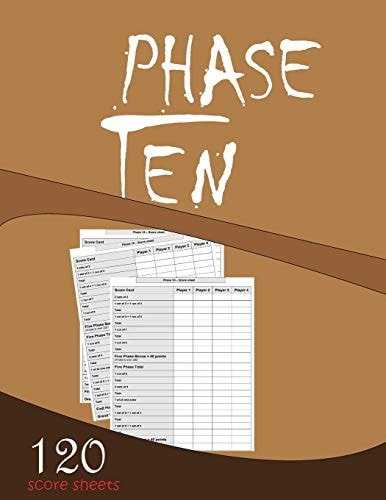 Phase Ten 120 Score Sheets Large Size (8.5 X 11 Inches)