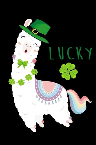Lucky Cute St Patricks Day Funny Llama With Shamrock And Rainbow