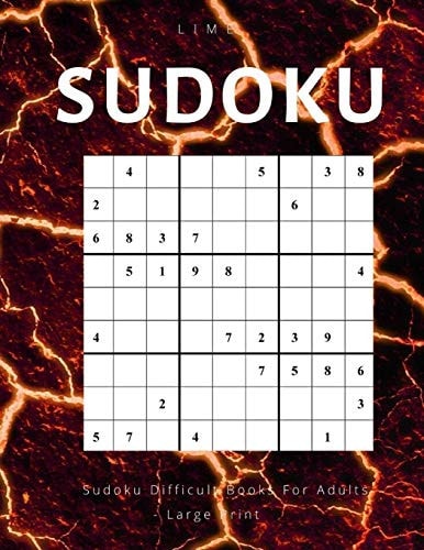 Lime Sudoku Difficult Books for Adults Large Print Sudoku Hard Level with Answers for Extreme, Advanced and Expert Puzzle Game Solvers.