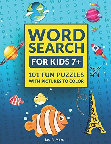 Word Search for Kids Puzzle Book for Ages 7 and Up - 101 Fun Puzzles with Pictures to Color