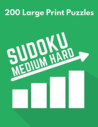 Sudoku Medium Hard 200 Large Print Puzzles With Solutions