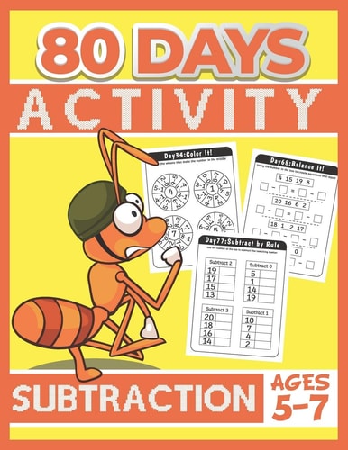 80 Days Activity Subtraction for Kids Ages 5-7 Funny Basic Math Workbook Grade 1, 1st Grade Math, Subtraction Within 20