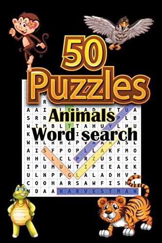 50 Puzzles Animals Word Search 50 Puzzles, Word Find Puzzle Book For Kids And Adults,6 X 9, Matte