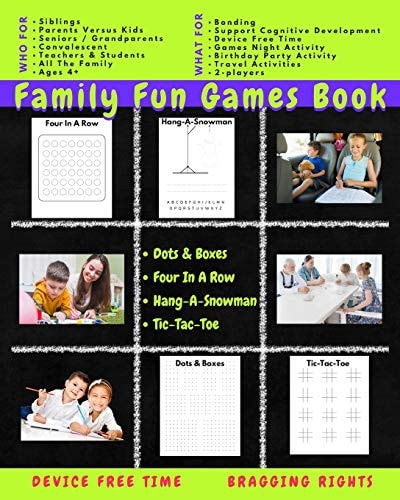 Family Fun Games Book Device Free Time For Siblings, Parents, Grandparents, Convalescents, Seniors, Students & Teachers Bonding Time & Travel Activities