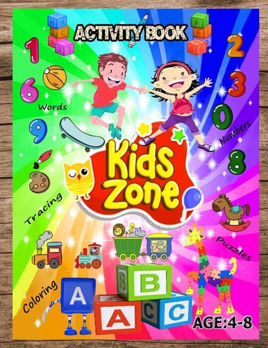 Activity Book Kids Zone: Activities Workbook Game For Learning, Coloring, Puzzles, Word Search and More