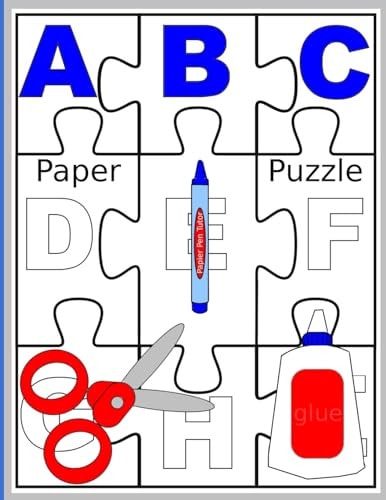 ABC Paper Puzzle Learn Alphabet Lowercase & Uppercase Letters Fine Motor Scissor Skills Cutting Coloring for Preschool & Kindergarten