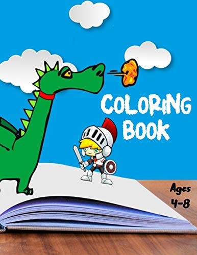 Coloring Book 90+ Designs For Kids Ages 4-8 Drawings of Animals, Dinosaurs, Beaches, Cats ... Large Format, 186 Pages, 8,5 by 11