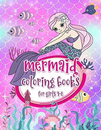 Mermaid Coloring Books For Girls 4-8 Unique Mermaid Coloring Pages For Kids Ages 4-8, Mermaid Activity Book, 41 Individual Designs