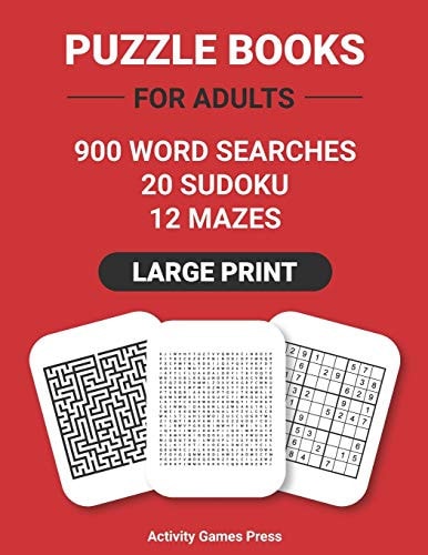 Puzzle Books For Adults Large Print Word Searches, Sudoku, Mazes