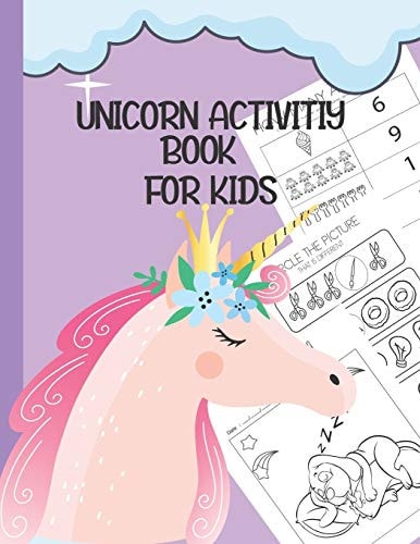 Unicorn Activity Book For Kids Workbooks for Kids Learners - Coloring Book Paper - Shape Tracing - Connect the Number - 8.5x11Inch