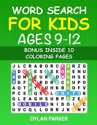 Word Search For Kids Ages 9-12 Word for Word, Puzzles Activity for Young, Fun Learning Activities, Bonus Inside 10 Coloring Pages