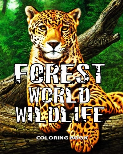 Forest World Wildlife Coloring Book 35 Beautiful and Wild Animals to Color. Variety of Animals Including Lions, Bears, Tigers, Elephants, African Predators and More.