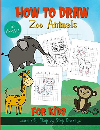 How to Draw Zoo Animals; For Kids Step by Step Drawing Animals With Grid Lines Drawing