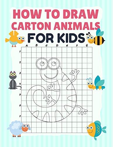 How to Draw Carton Animals for Kids Grid Copy Drawing Book, Activity Books for Kids
