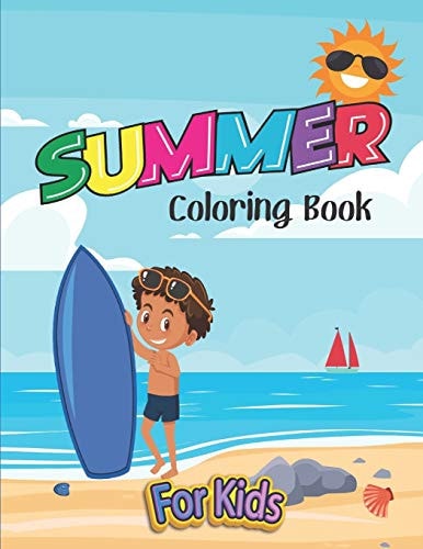 Summer Coloring Book For Kids Ages 4-8, Kids Indoor Activities, 52 Pages, Great Gift for Children