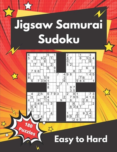 Jigsaw Samurai Sudoku Easy to Hard Irregular Multi-Sudoku Puzzles for Adults