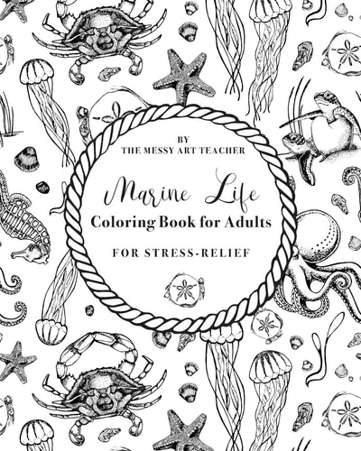 Marine Life Color Book for Adults 8 X 10 In