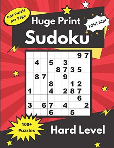 Huge Print Sudoku Hard Level Brain Exercises for Adults and Seniors