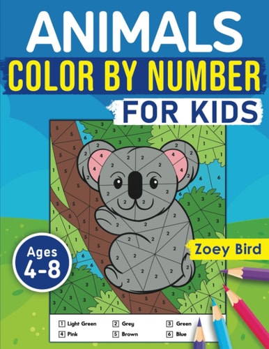 Animals Color by Number for Kids Coloring Activity for Ages 4 - 8