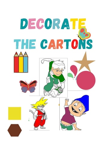 Decorate the Cartons Coloring Book for Kids, Color More Than 30 Cartoon Character