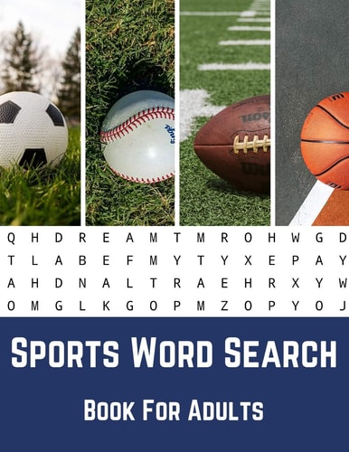 Sports Word Search Book For Adults Large Print Puzzle Book Gift With Solutions