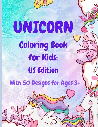 Unicorn Coloring Book for Kids US Edition - Jot Box Books: With 50 Designs for Ages 3+