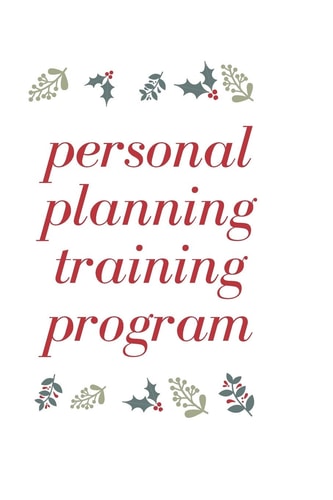 Personal Planning Training Program Training in Planning