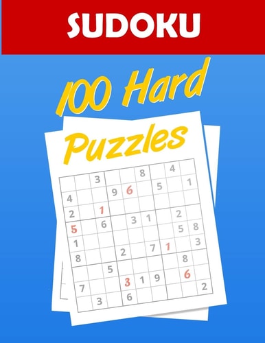 SUDOKU 100 Hard Puzzles Fun Sudoku Puzzle Book for Adults with Solutions , Large Print Hard Level Sudoku Puzzle Book - Brain Games Book
