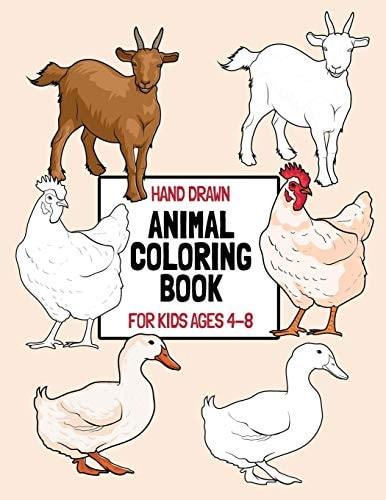 Hand Drawn Animal Coloring Book For Kids Ages 4-8 Large Print Coloring Pages For Young Children And Toddlers