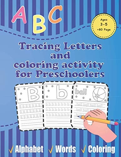 Tracing Letters and Coloring Activity for Preschoolers Ages 3-5 80 Page Wipe Off Letter Tracing Books for Kids /abc Coloring Games( Coloring Books)