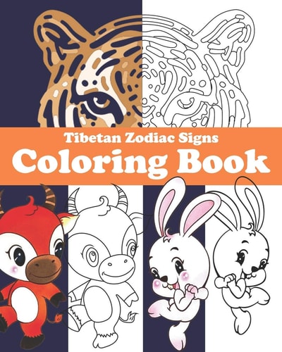 Tibetan Zodiac Signs Coloring Book With Corresponding Years and Descriptions