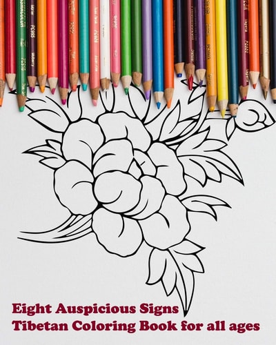 Eight Auspicious Signs Tibetan Coloring Book for All Ages Illustrations with Description