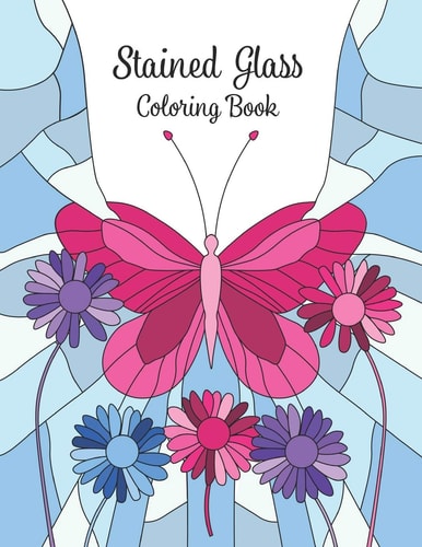 Stained Glass Coloring Book Adult Coloring Book of Flowers
