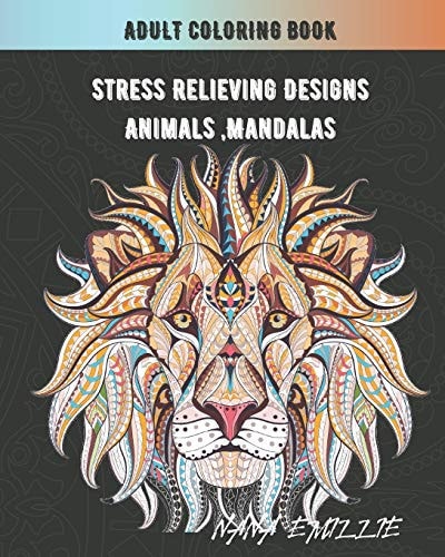 Adult Coloring Book Stress Relieving Designs Animals, Mandalas