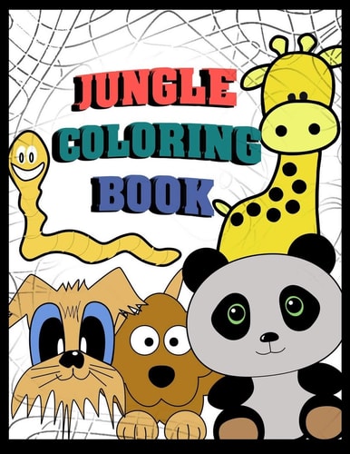 Jungle Coloring Book Animals Kids Coloring Activity Books - Color Hand Drawn