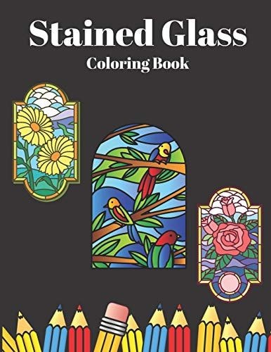 Stained Glass Coloring Book Beautiful Unique Designs Different Types Flowers Mandalas