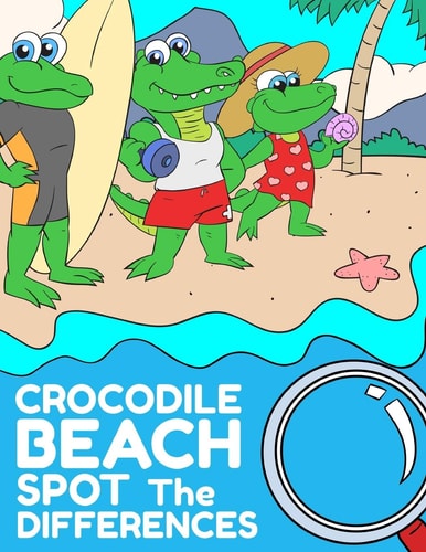 Crocodile Beach Spot The Differences Cute and Unique Find the Differences Activity Pages for Kids