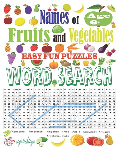Names of Fruits and Vegetables Easy Fun Puzzles Word Search A Word Search Puzzle, Consisting of Letters of Fruits and Vegetables Names. Letters are Arranged in a Grid, which Contains a Number of Hidden Words Written in Various Directions.