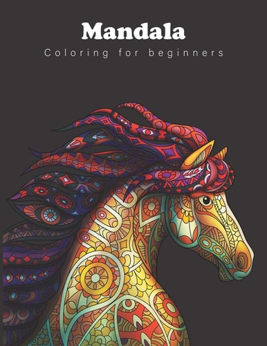 Mandala Coloring for Beginners Stress Relieving Animals Coloring Book Relaxation Therapy Large 8.5x11 Inches