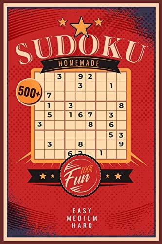 Sudoku Homemade - 500+ - Easy Medium Hard - 100% Fun Easy, Medium, Hard Puzzles, Sudoku Puzzle Book for Adults